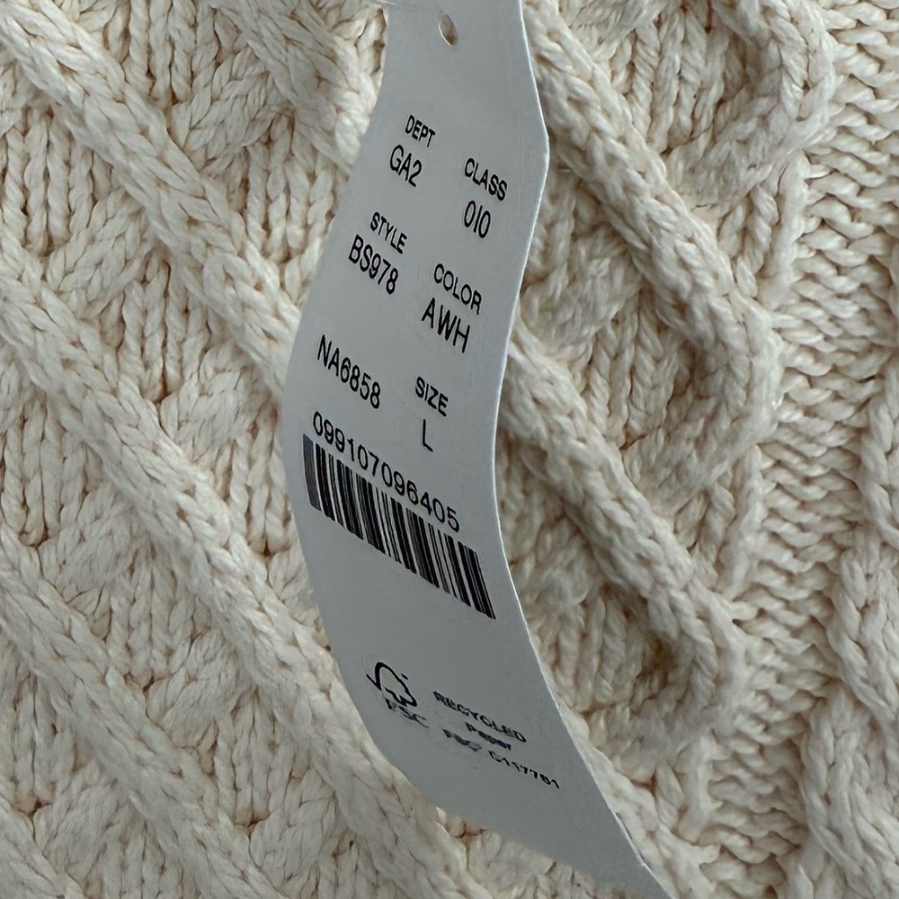 NWT J.Crew 100% Cotton Cable Knit Sweater Ivory Cream BS978 FA23 Pullover - Picture 10 of 10